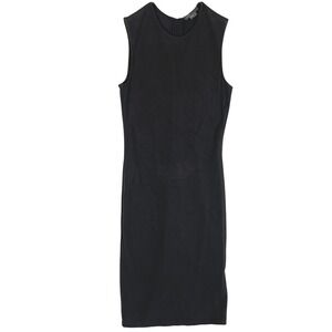 Vince Dark Grey Sleeveless Sheath Dress Midi Size M V-Neck Back Zip‎